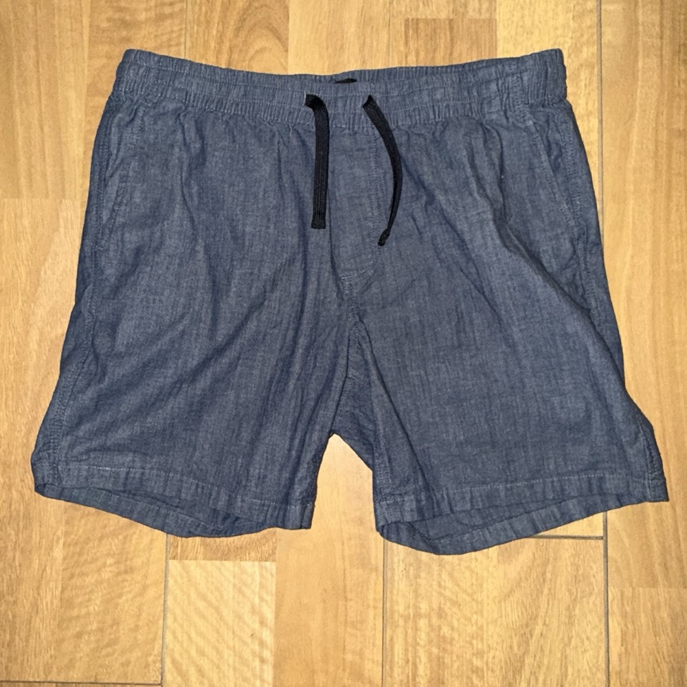 Men's H&M Relaxed Fit Cotton Drawstring Shorts Blue Size 36R
